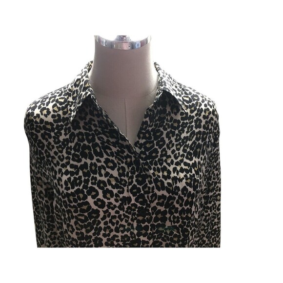 Equipment Top Women's Size Medium Beige Cheetah Print Button Up Long Sleeve - Picture 4 of 7